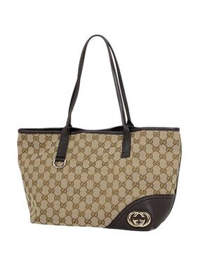 Gucci New Brit Tote GG Pattern Canvas Brown